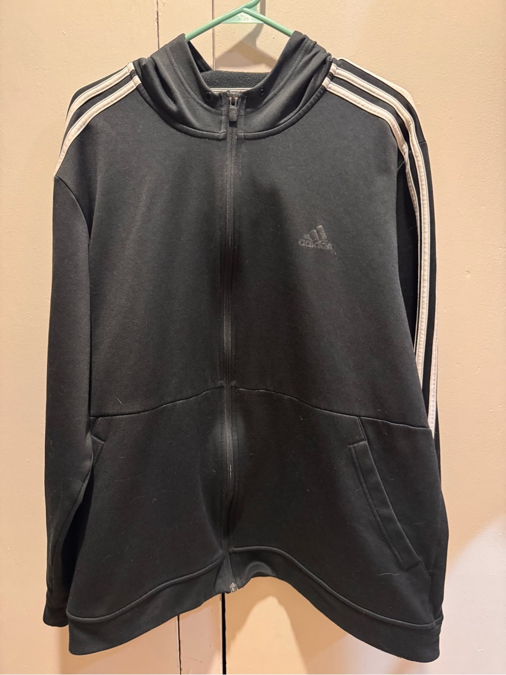 adidas Black Track Jacket with White Shoulder Stripes
